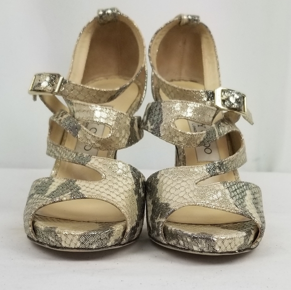 Jimmy Choo Beige Glitter Strappy Sandals size 37 - Picture 10 of 13